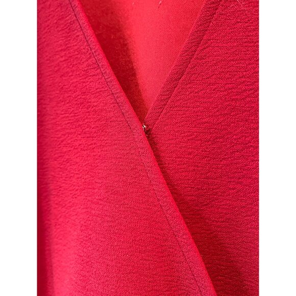 Madewell Texture & Thread Wrap Top M Red Long Sleeve Crepe Knit Womens Blouse Wi - Picture 6 of 8